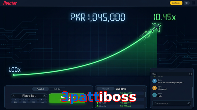 Main screen of 3Pattiboss aviator page for PK players