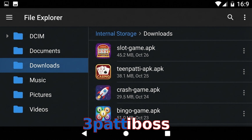 Main screen of 3Pattiboss gameapk page for PK players